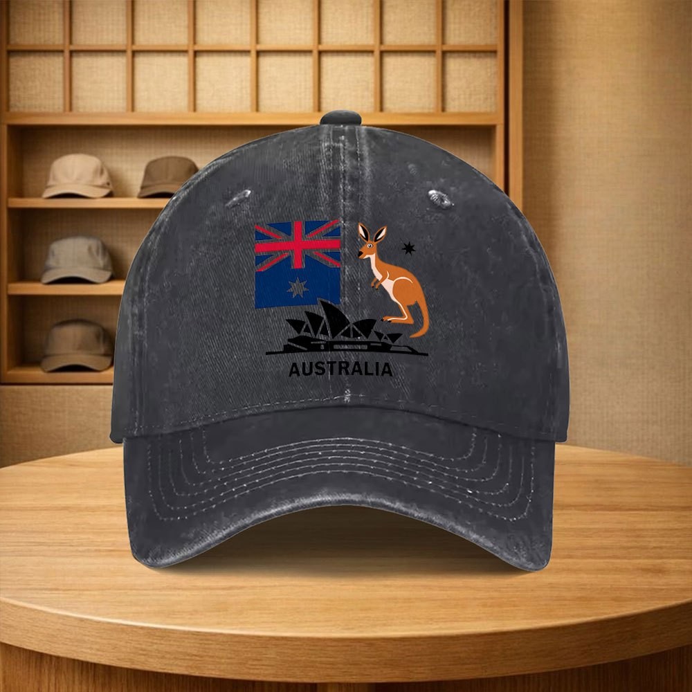 Outdoor Camping Australia - Avustralya Bayrağı Kanguru Beyzbol Şapkası Unisex