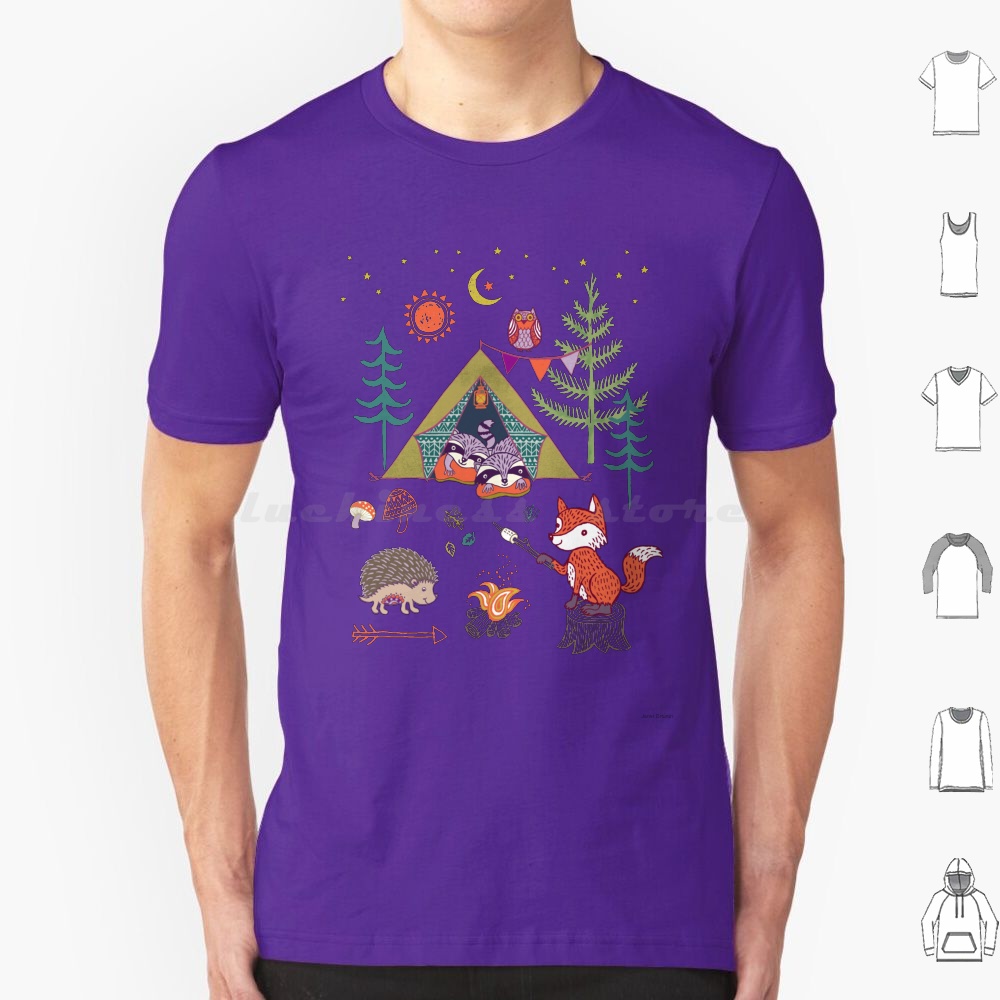 Outdoor Camping For Kids - Woodland Animals Campout T Shirt Erkek