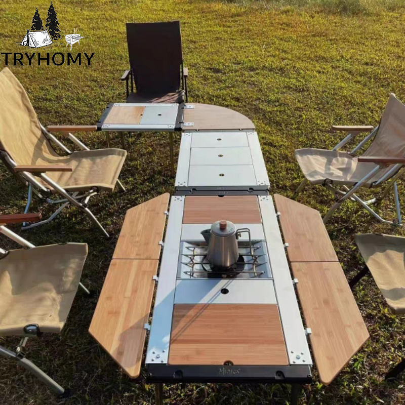 Outdoor Camping Kitchen Table - Tryhomy IGT Masa Bambu Uzatma Plakası