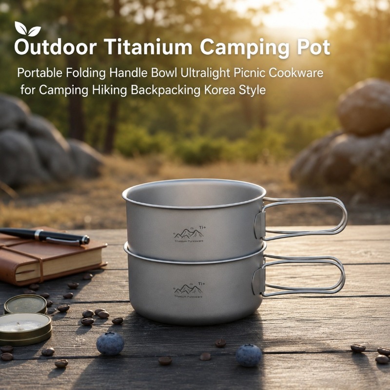 Outdoor Camping Korea - Açık Hava Titanyum Kamp Tenceresi Taşınabilir