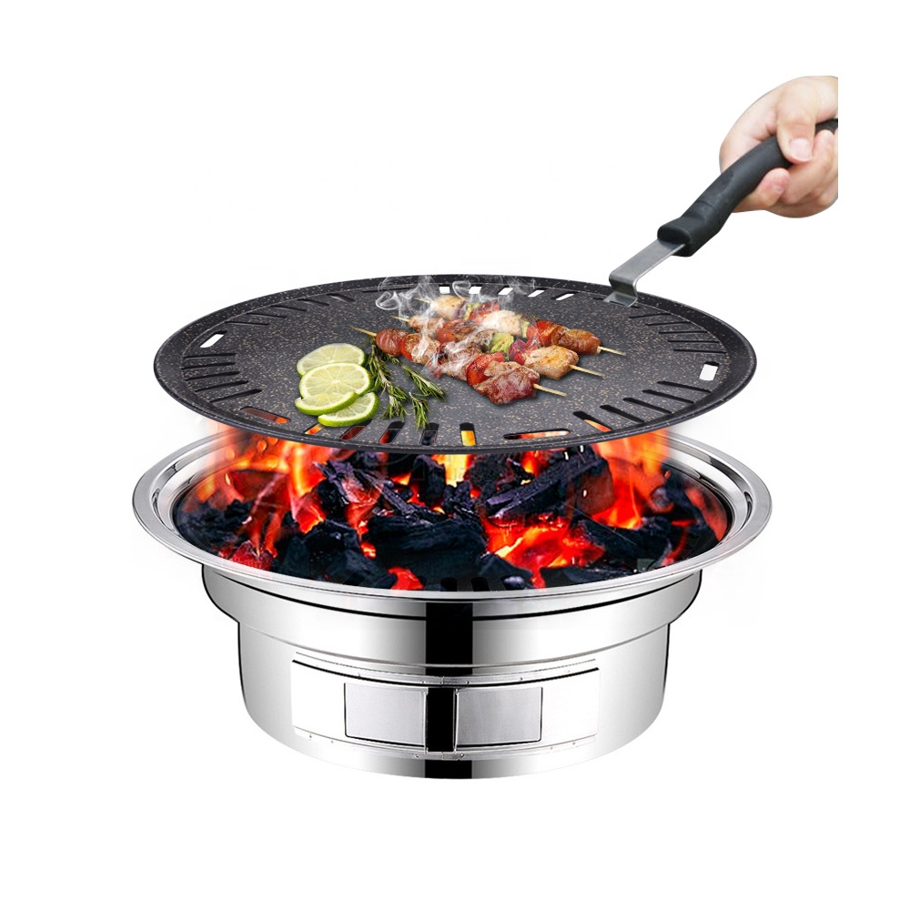 Outdoor Camping Korea - Alüminyum Yuvarlak Barbekü Tabağı Yapışmaz Masa