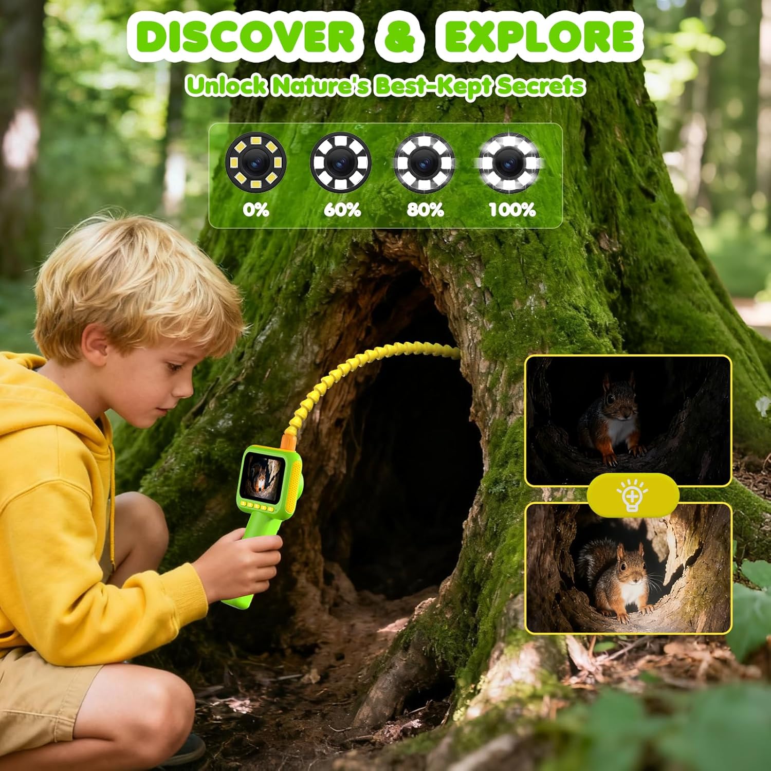 Outdoor Camping For Kids - Çocuklar için Endoskop, Işıklı Borescope Yılan